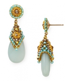 Miguel Ases' amozonite stone drop earrings are a timelessly glamourous accessory. Inspired by color and texture, this style brings the beauty of beads to everyday ensembles.