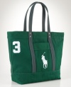 A sporty reincarnation of the iconic polo shirt, this twill cotton tote is adorned with an applied 3 and Ralph Lauren's Big Pony.