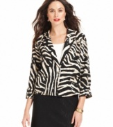 Go wild in Alfani's zebra-print blazer. Pair it with a sleek pencil skirt for a work-ready ensemble.