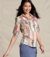 This super-cute floral printed shirt adds a cheerful touch to warmer days, from Tommy Hilfiger.