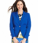 Suit up in Alfani's bright blazer - pair it with a sleek sheath dress for a smart work-ready ensemble.