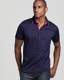 Sporty gets a touch of instant cool with a fine striped polo from Boss Black.