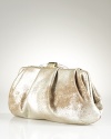 Shine on: This Lauren Ralph Lauren clutch makes a more-is-more statement in lush, textured suede with on-trend sheen.