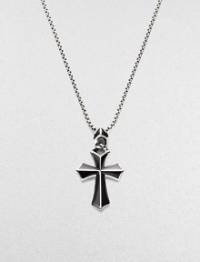 A rayskin-textured cross, crafted in sterling silver with contrasting onyx inlay. Sterling silver Onyx Pendant, about 2 long Necklace, about 20 long Imported 