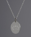 A necklace fit for a princess. This polished pendant features an oval shape with an engraved crown on the surface. Crafted in sterling silver. Approximate length: 18 inches. Approximate drop: 3/4 inch.