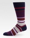 Soft and stretchy in a superior cotton knit with signature stripes allover.Mid-calf height80% cotton/20% nylonMachine washImported of Italian fabric