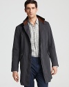 Billy Reid Leather-Trim Walking Coat