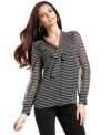 Alfani's striped blouse is especially on-trend with its tie-neck detail and modern-meets-classic silhouette.