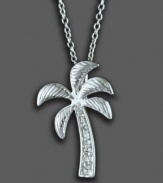 Accessorize with the beauty of the islands. 14k white gold palm tree pendant from Effy Collection with diamond accents. Approximate length: 18 inches. Approximate drop: 1 inch.