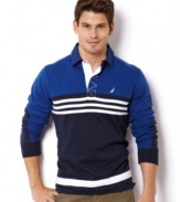 Collegiate prep is the way to go this fall with this colorblocked rugby from Nautica.