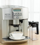 The pinnacle of espresso excellence, this gorgeous 15-bar machine creates freshly-ground and brewed coffee that transcends the ordinary and gives new definition to flavorful. Utilizing the most advanced brewing technology, the single-touch digital programmable menu settings allow you to adjust start and shutoff time, temperature, water hardness and much more. One-year manufacturer's warranty.