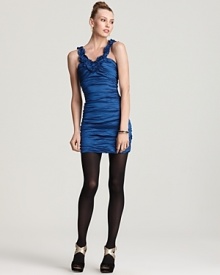 This season's cobalt blue gets a metallic makeover from BCBGMAXAZRIA.