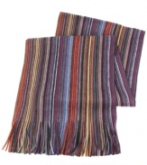 Get the skinny: A long, lean, ultra-soft scarf from Tallia with a rainbow's worth of ultra-slim stripes.