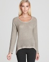 Monotone color blocking lends statement style to this Aqua sweater with high-low hem--an off-duty essential.