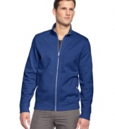 Put the finishing touches on a layered look with this full zip sweatshirt from Calvin Klein.