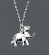 A symbol of strength and perseverance -- this charming necklace by Unwritten makes the perfect inspirational gift. Crafted in sterling silver, pendant features a lucky elephant with a raised trunk and a puffed heart charm. Approximate length: 18 inches. Approximate drop: 3/4 inch.