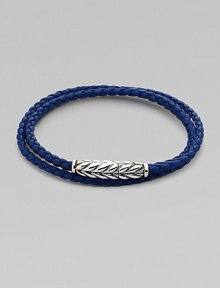 Brightly-hued woven leather with magnetic chevron clasp of sterling silver.LeatherLength, about 24Imported