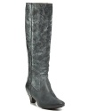 With an almond toe and dainty heel, Frye adds a ladylike touch of glamour to lean leather boots.