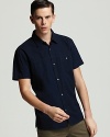 MARC BY MARC JACOBS Chambray Short Sleeve Sport Shirt - Slim Fit