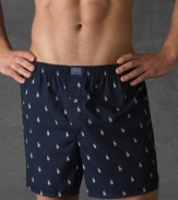 Essential iconic boxer in crisp cotton, accented with Ralph Lauren's signature allover pony print.