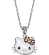 Cuteness, front and center. Hello Kitty's sterling silver necklace features an enamel pendant of the famed character for a fun fashion touch. Approximate length: 18 inches. Approximate drop: 5/8 inch.