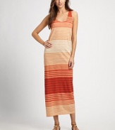 Sunrise hues add radiant, ombre charm to this striped style with a flattering scoop neckline.ScoopneckSleevelessPull-on styleRacerback65% linen/35% cottonMachine washImported