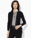 Equestrian-inspired details lend heritage appeal to Lauren by Ralph Lauren's soft knit cotton blazer.