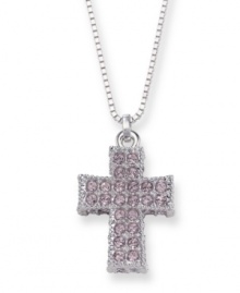 Spiritual style. Show your devotional side in Swarovski's cross pendant chain necklace. With a sparkling array of light amethyst colored crystals, it's crafted in silver tone mixed metal. Approximate length: 15 inches. Approximate drop: 1 inch.