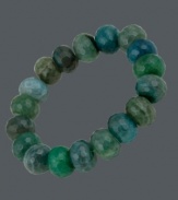 Incorporate style the color of ocean waves. Avalonia Road's destination-inspired stretch bracelet features faceted teal and green agate beads (55-1/10 ct. t.w.). Approximate length: 6-1/2 inches. Approximate width: 1/2 inch.