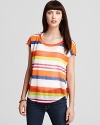 Vibrantly top off your balmy-season looks with this Vintage Havana striped tee.