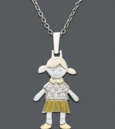 Capture the essence of childhood with this adorable little girl charm. Crafted in 14k gold and sterling silver with sparkling diamond accents. Approximate length: 18 inches. Approximate drop: 1 inch.