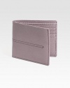 Simple stitch detail accents this handsomely crafted, lightly textured leather design.Two bill compartmentsEight card slotsLeather4¼W x 3¾HMade in Italy