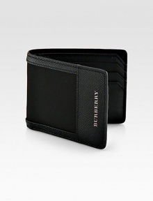 Carry your cards and cash in style with this masculine, yet modern hipfold design rendered in a sturdy nylon with signature leather trim and detail.One billfold compartmentSix card slots94% polyamide/6% acrylic3W x 4HImported