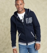 If style were a sport, this handsome hoodie by Tommy Hilfiger would land you on the varsity team.