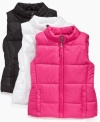 A cute, cozy solution to keeping her warm when the weather cools, this puffer vest from Pink Platinum looks lovely over a contrast long-sleeve top.