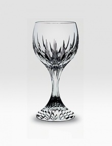 A classic beveled pattern extends down the stem of a luminous water glass crafted in pure lead crystal. From the Massena Collection 12.5 oz. 7½ high Hand wash Made in France