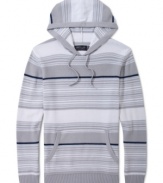 Sporty hooded sweater in muted tonal stripes by Retrofit.