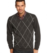 Add interest to your classic layering pieces with this handsome merino-wool argyle sweater from Tasso Elba.