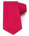 A brilliant design, from the strikingly rich color to the ingenious and unique craftsmanship of Turnbull & Asser, this classic tie features a polka dot pattern with a herringbone ground for a dynamic accent to your dress shirting.