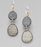 From the Contour Collection. A simply chic design in dark and white sterling silver with 24k gold accents. Dark and white sterling silver24k goldDrop, about 2Hook backImported 