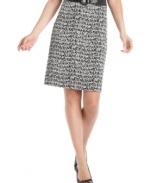 A unique print elevates a classic skirt from Tahari by ASL. Wear it with or without the coordinating belt.