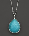 A faceted turquoise teardrop set in sterling silver. By Ippolita.