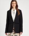 A stunning update, this jacket has an inner collar and an outer layer that create a striking architectural elegance.Inner notched satin collarOuter layer has hook-and-eyeZip closeFront welt pocketsFully linedAbout 30 from shoulder to hemViscose/woolDry cleanImportedSIZE & FITModel shown is 5'10 (177cm) wearing US size 4. 