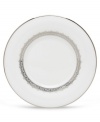 Inspired by the trim on an elegant couture gown, this graceful dinnerware and dishes collection from Lenox features an intricate platinum border that combines harmoniously with white bone china for unparalleled style. Qualifies for Rebate