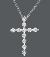 Give the ultimate gift of faith, with some serious sparkle. This cross pendant features certified near colorless round-cut diamond (1/2 ct. t.w.) in a shining 14k white gold setting. Approximate length: 18 inches. Approximate drop: 3/4 inch.