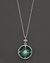 Judith Ripka Sterling Silver Aspen Stone Pendant Necklace with White Sapphire and Green Quartz, 17