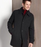 Instantly dress up any outfit, day or night, with this handsome car coat from Marc New York.