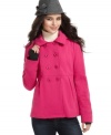 Warm up in LA Kitty's fresh take on the pea coat! The double-breasted buttons create a classic look while the cozy sweatshirt fabric makes this jacket a sporty, lightweight surprise.