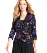 Alex Evenings' matching jacket and top feature a floral motif and plenty of sparkle for your next special event!