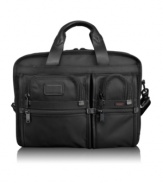 Travel with confidence and tackle terminals with ease. Tumi's expandable checkpoint-friendly T-Pass case goes through security checkpoints hassle-free, allowing you to keep your laptop in the case. The split-opening brief is spacious enough for all of your everyday must-haves with a removable accessories pouch and numerous organizer pockets. Tumi quality assurance warranty.